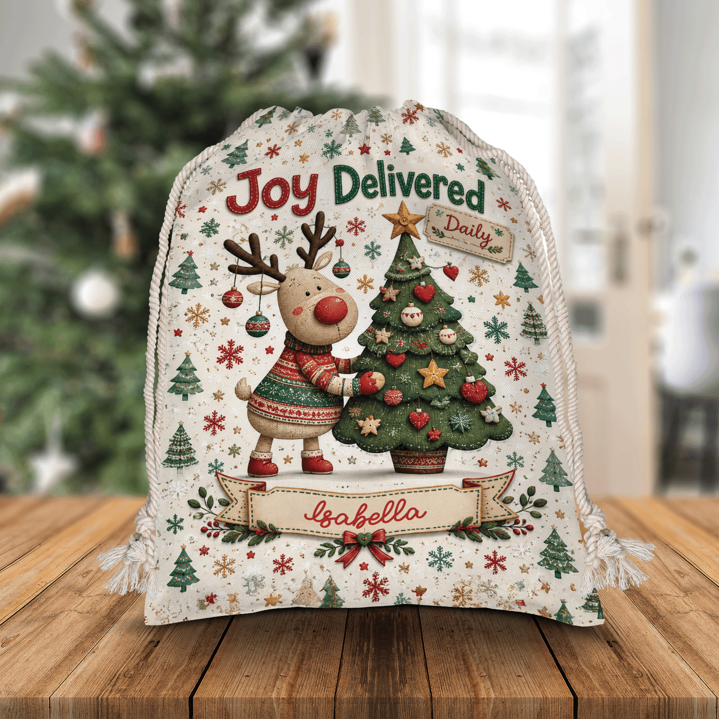 Personalized Joy Delivered Christmas Sack with Custom Name