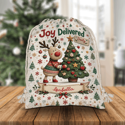 Personalized Joy Delivered Christmas Sack with Custom Name