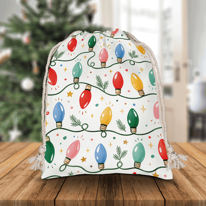 Vintage Christmas Lights Pattern Christmas Sack