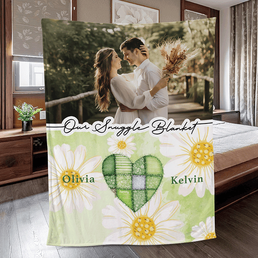 Snuggled With You – Warm & Cozy Gift for Couples – Personalized Photo Couple Snuggle Blanket