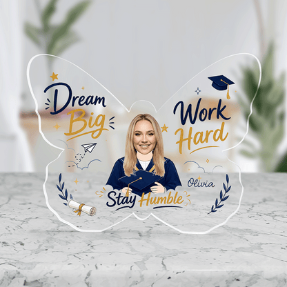 Personalized Dream Big Work Hard Graduation Acrylic Plaque – Name and Photo