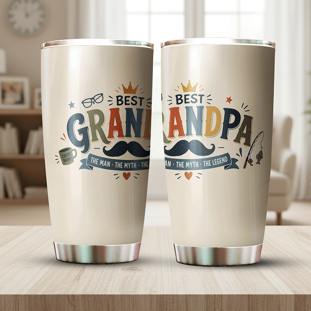 Best Grandpa Ever 20oz Tumbler – Stainless Steel Travel Mug Gift for Grandpa