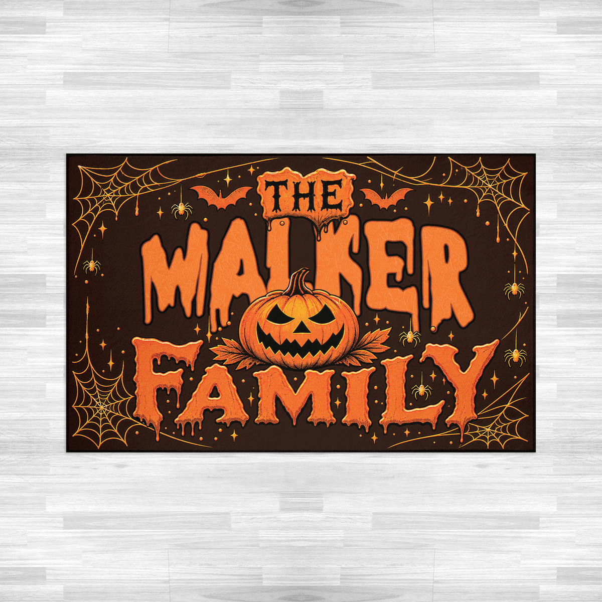 Personalized Halloween Spooky Pumpkin Dripping Text Rug Custom Family Name Home Decor Floor Mat