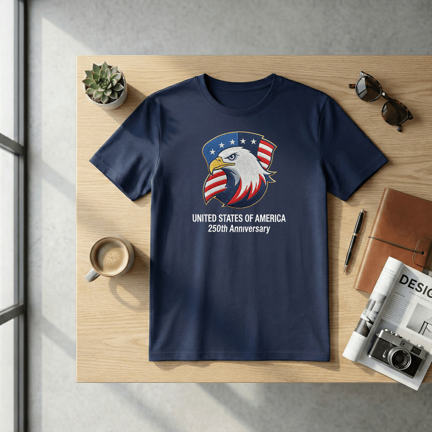 USA 250th Anniversary 1776-2026 - Embroidered Liberty Bell T-Shirt