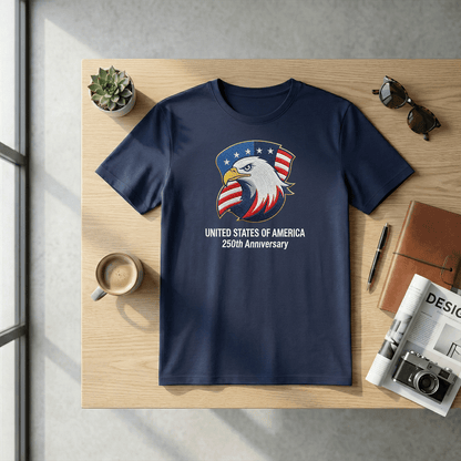 USA 250th Anniversary 1776-2026 - Embroidered Liberty Bell T-Shirt
