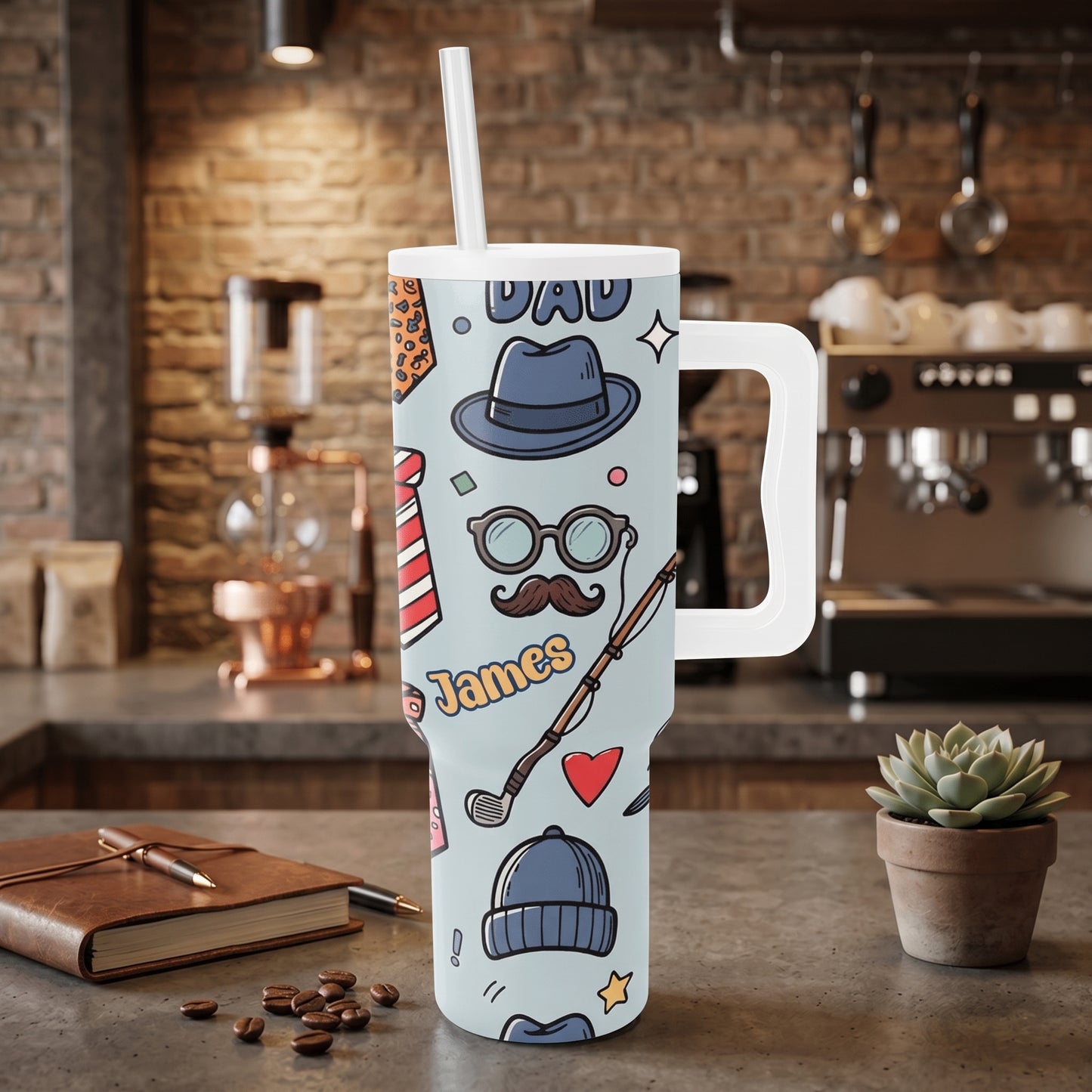 Personalized Cute 40oz Tumbler for Dad – Custom Name Father’s Day Gift Cup