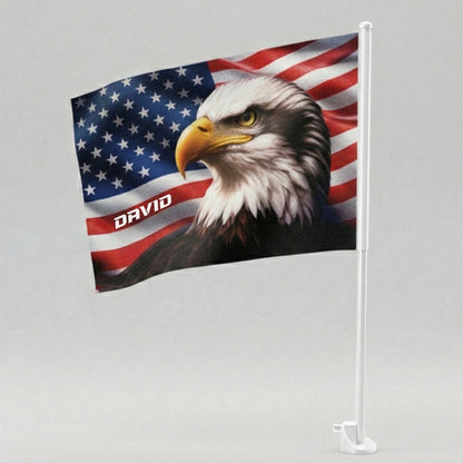 Personalized American Eagle Patriotic Car Flag – Custom Name USA Independence Flag