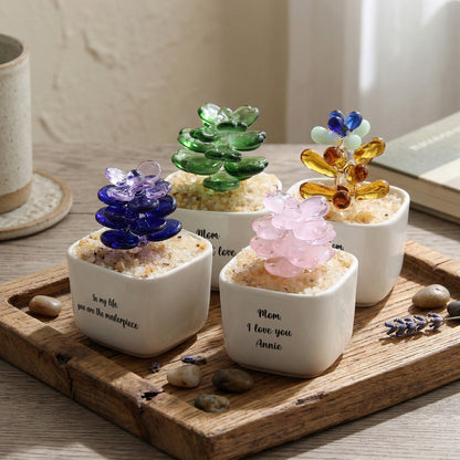 Personalized Succulent Glass Pot – Ocean Floral Planter Gift