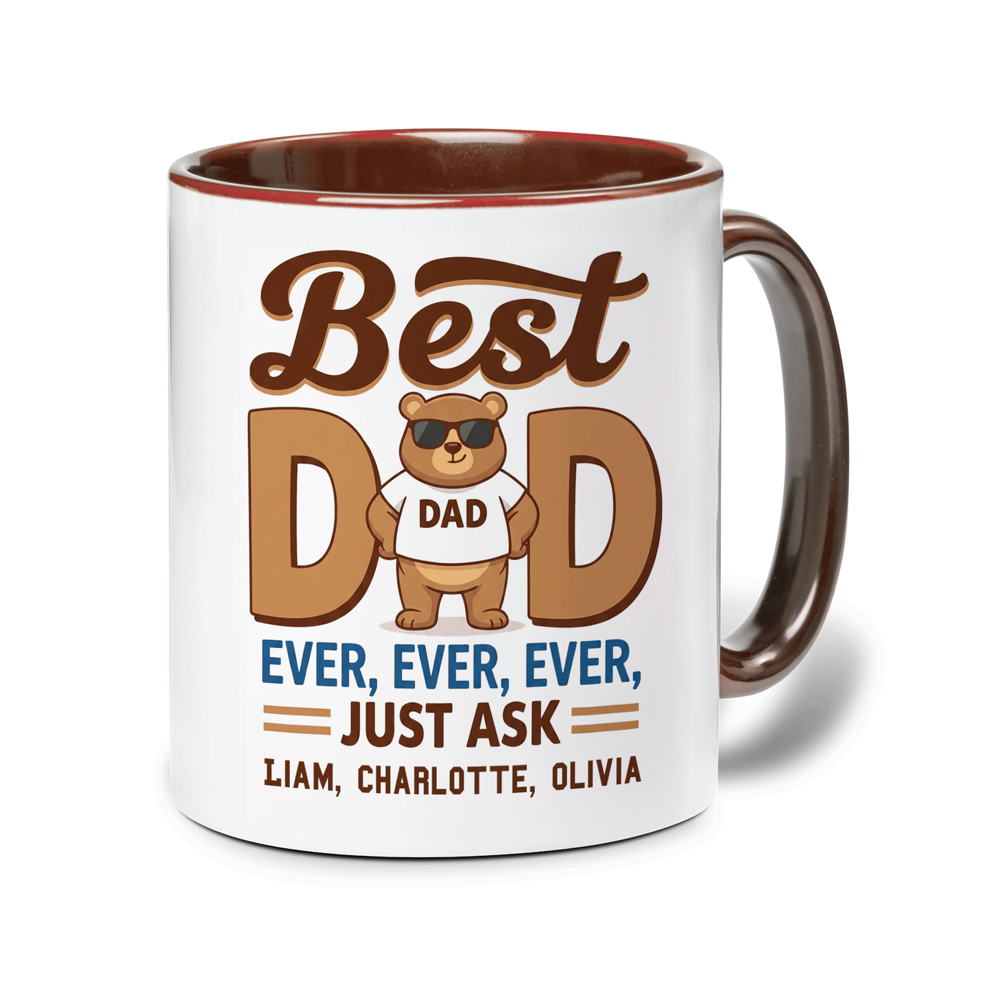 Personalized Best Dad Ever Ever Ever Accent Mug – Custom Photo Coffee Mug for Dad