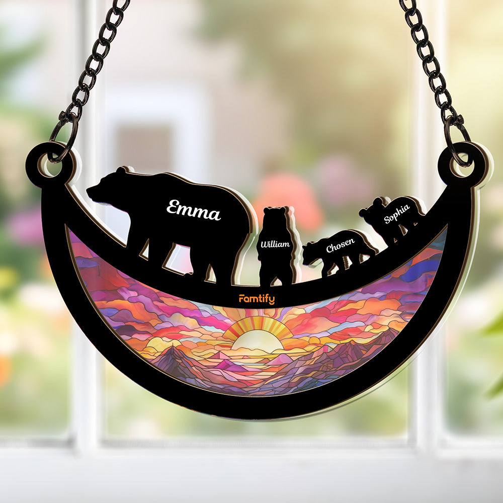 Mama Bear and Her Cubs Personalized Suncatcher Gift for Mom
