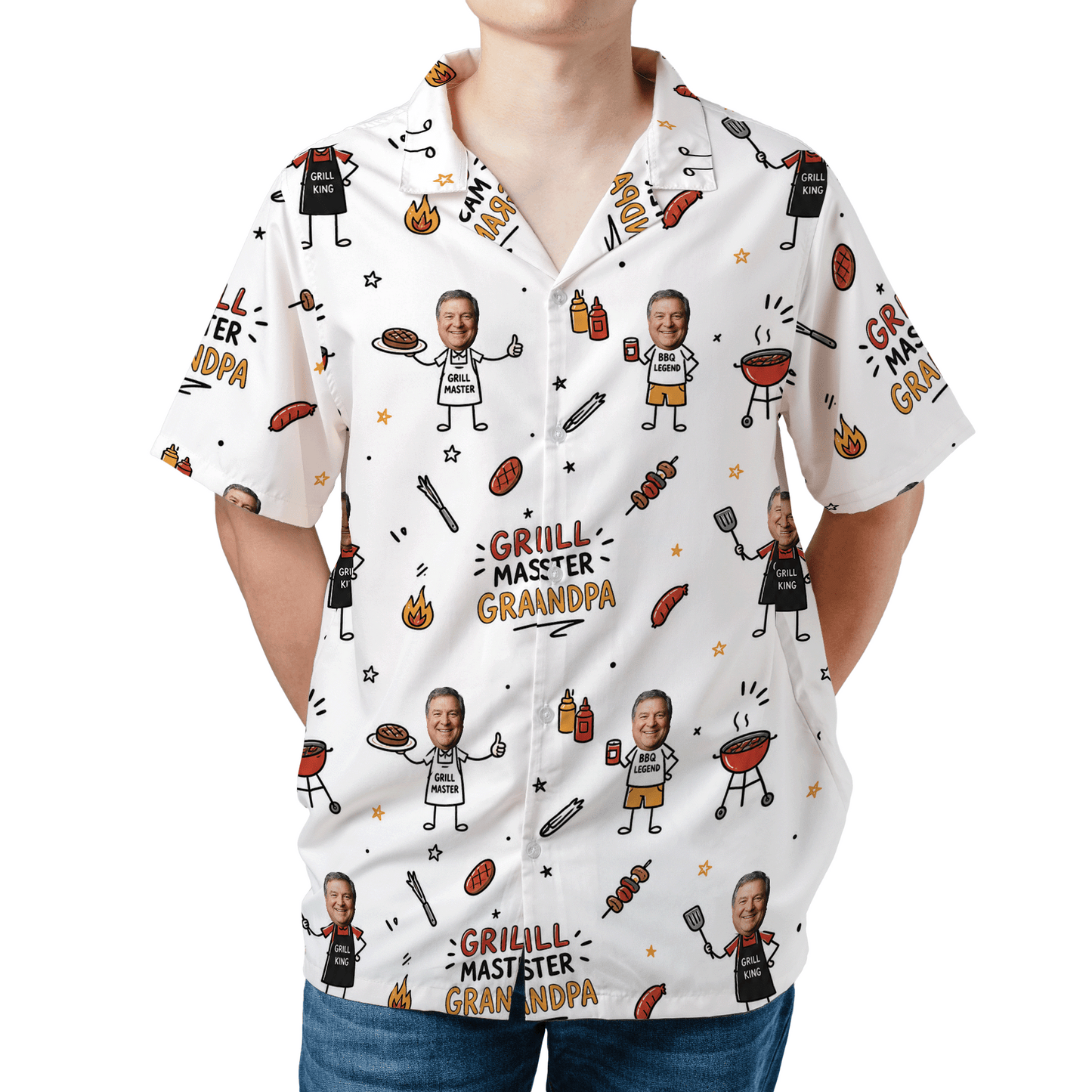 Grill Master Grandpa Hawaiian Shirt – Personalized Tropical BBQ Gift for Grandpa