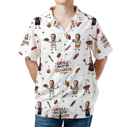 Grill Master Grandpa Hawaiian Shirt – Personalized Tropical BBQ Gift for Grandpa