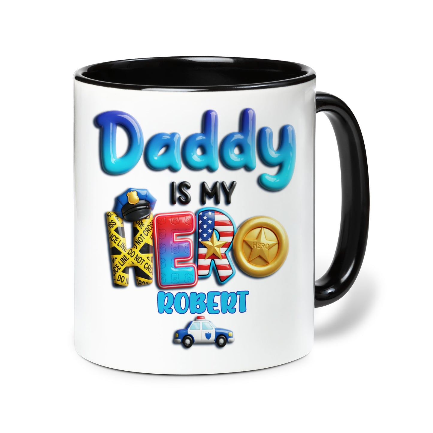 Personalized Police Dad Mug – My Daddy Is My Hero Accent Coffee Mug