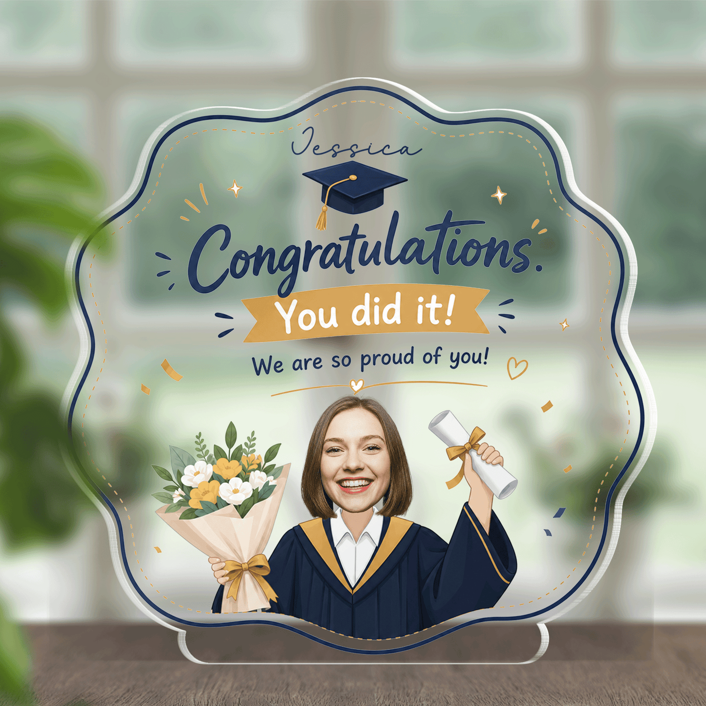 Personalized Congratulations You Did It Photo Graduation Acrylic Plaque