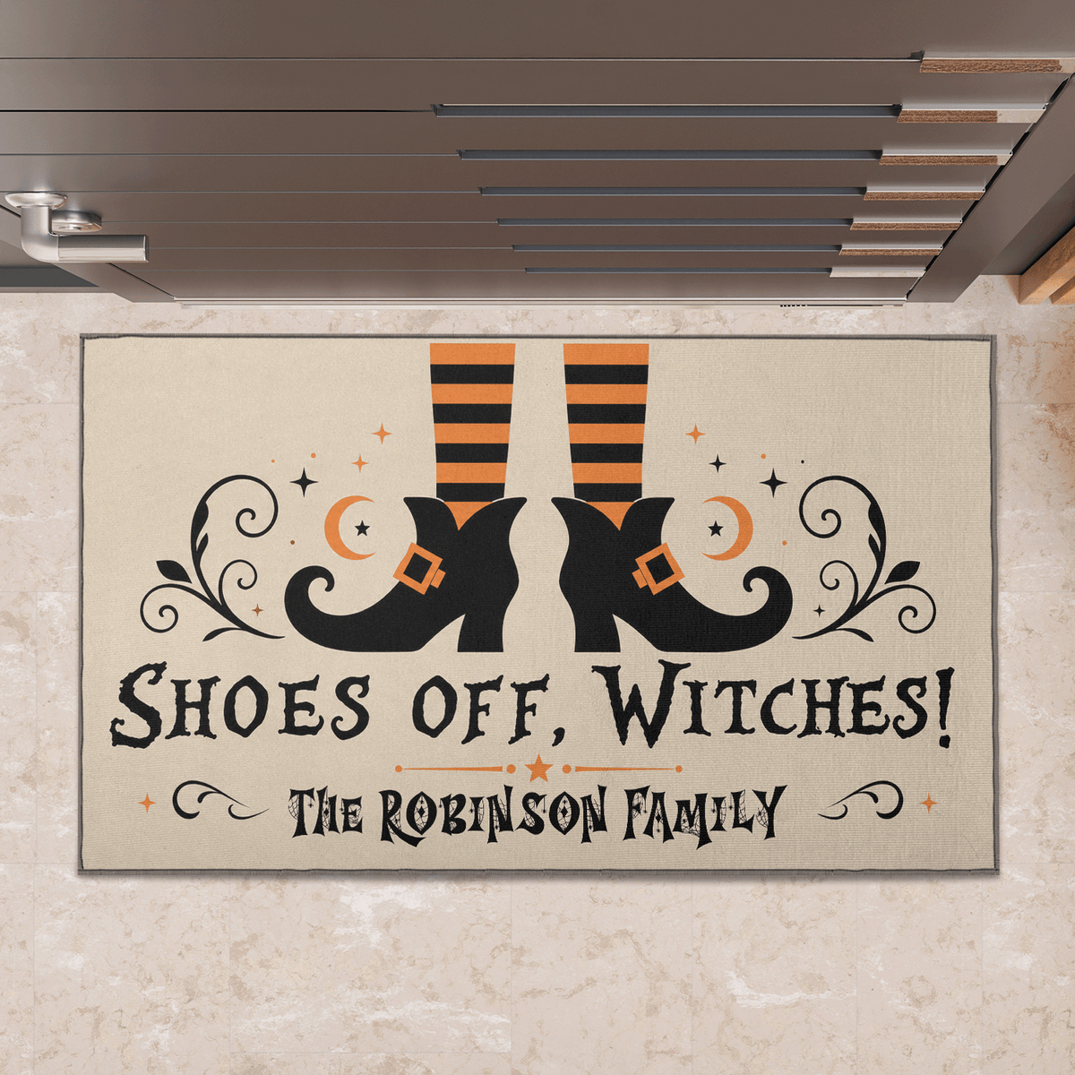 Personalized Halloween Shoes Off Witches Legs Doormat Custom Family Name Entrance Floor Mat