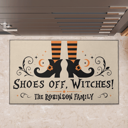 Personalized Halloween Shoes Off Witches Legs Doormat Custom Family Name Entrance Floor Mat