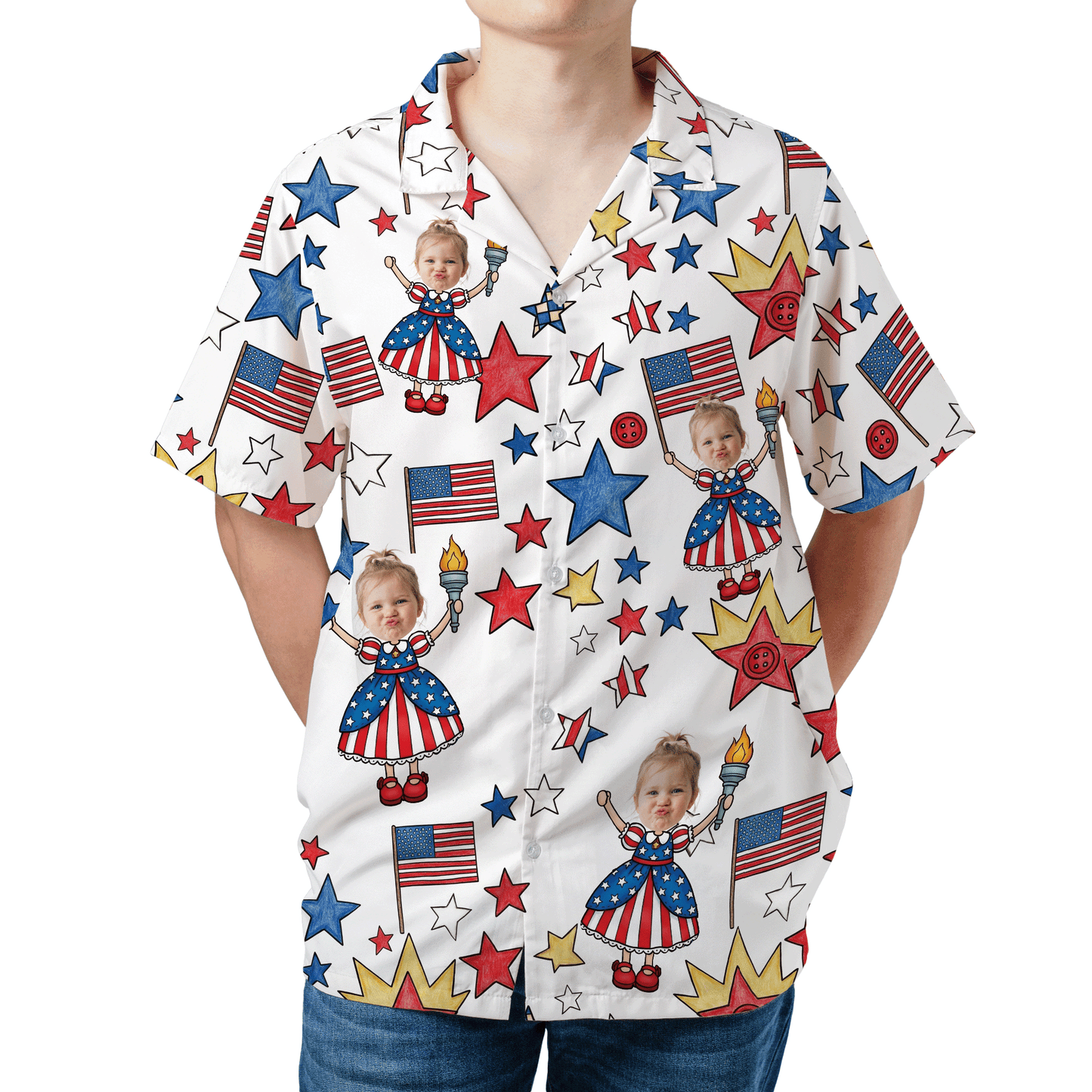 Personalized Best Dad Ever USA Flag Hawaiian Shirt – Custom Fourth of July Father’s Day Gift for Papa