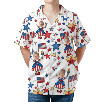 Personalized Best Dad Ever USA Flag Hawaiian Shirt – Custom Fourth of July Father’s Day Gift for Papa