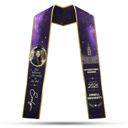 Personalized She Believed She Could So She Did Graduation Stole – Custom Photo and Name
