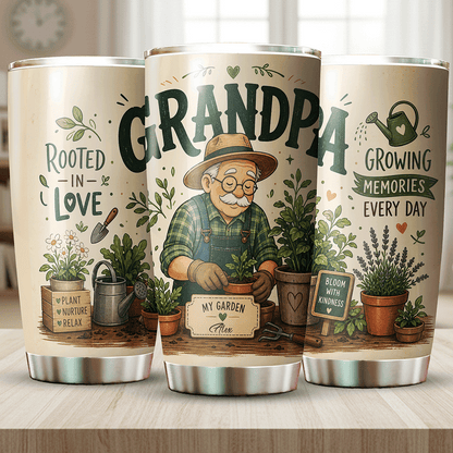 Grandpa Rooted In Love 20oz Tumbler – Stainless Steel Travel Mug Gift for Grandpa