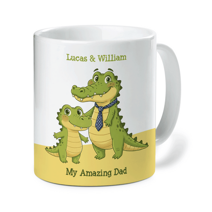 My Amazing Dad Crocodile Custom Name Ceramic Mug Personalized Coffee Cup Gift for Dad
