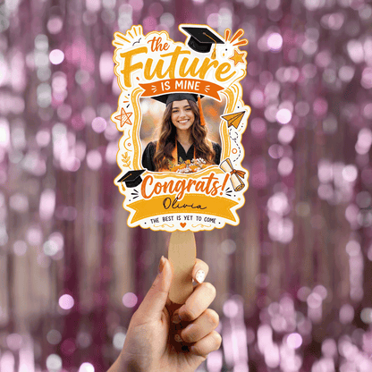 The Future Is Mine Custom Shape Hand Fan with Custom Name Graduation Party Fan
