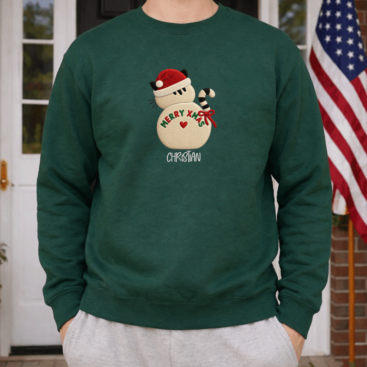 Personalized Embroidered Snowman Sweatshirt with Custom Name