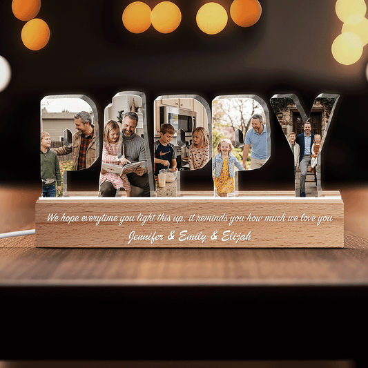 Personalized Pappy Night Light - Custom Name LED Lamp - Father’s Day Gift for Dad - Engraved Acrylic Keepsake