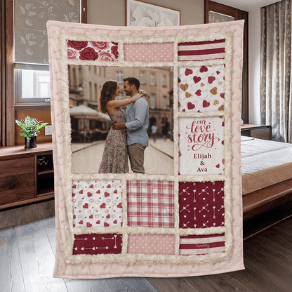 Our Love Story in Every Moment – Romantic Memory Gift for Couples – Personalized Photo Blanket