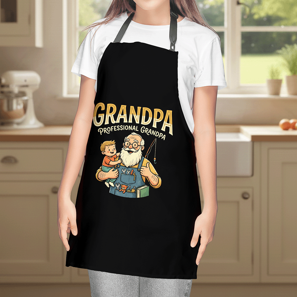 Professional Grandpa Apron – Funny BBQ Grilling Apron Gift for Grandpa