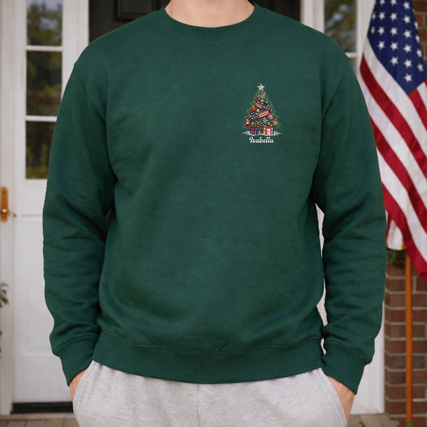 Personalized Classic Christmas Tree Sweatshirt with Custom Name | Festive Holiday Crewneck Gift