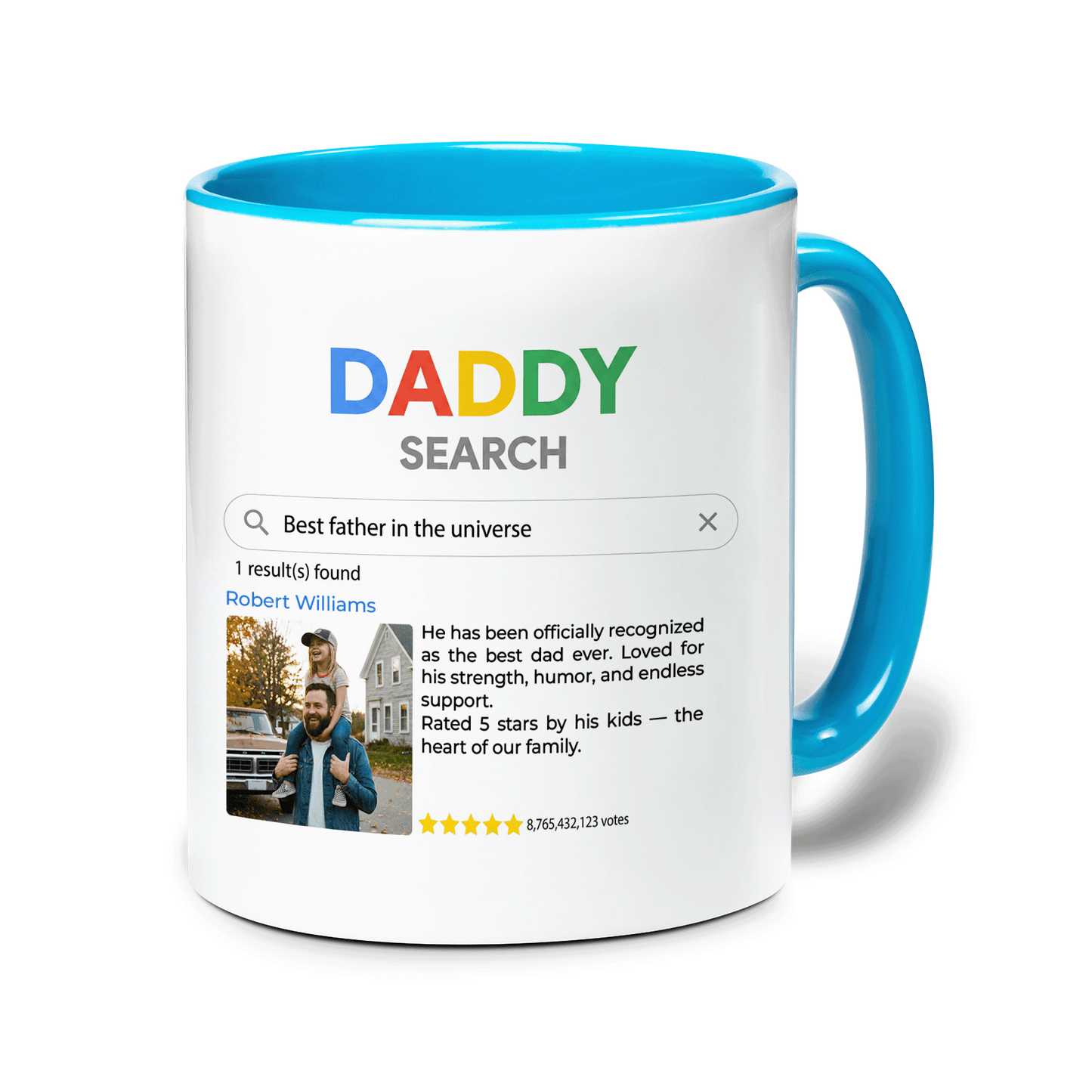 Personalized Daddy Shark Accent Mug – Custom Name Coffee Mug for Dad