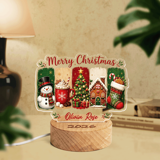 Personalized Merry Christmas acrylic night light with name