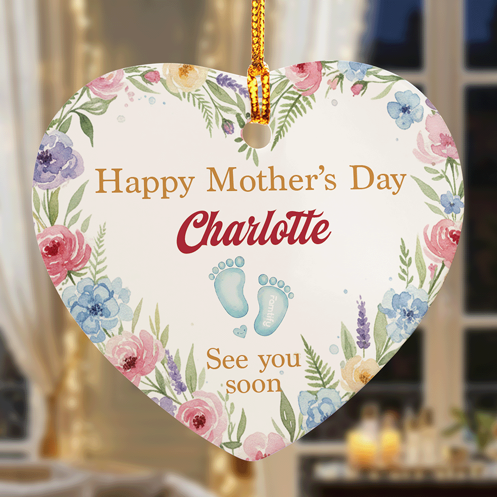 Mommy, See You Soon – First Mother’s Day Gift for New Mom – Personalized Heart Ornament
