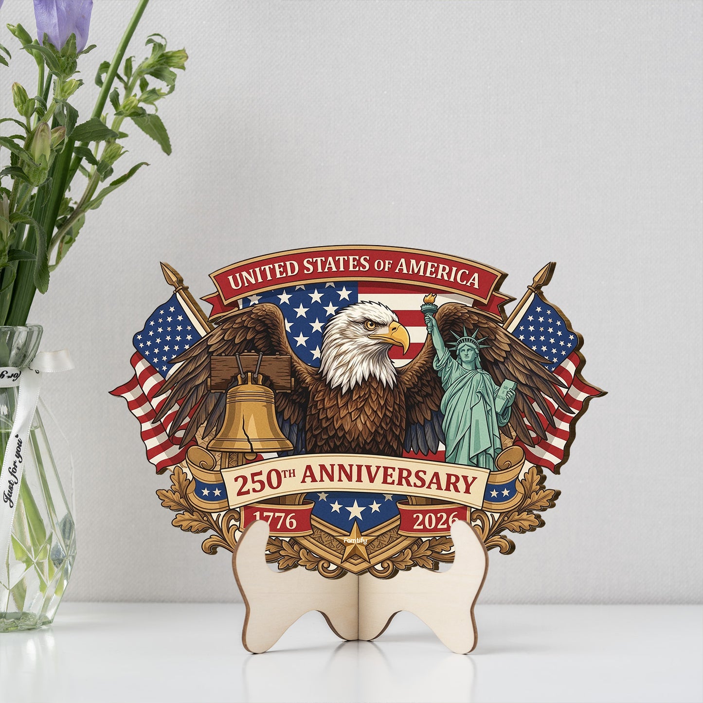 United States 250th Anniversary Patriotic Wooden Door Sign – Independence Day Decor – Personalized Family Keepsake