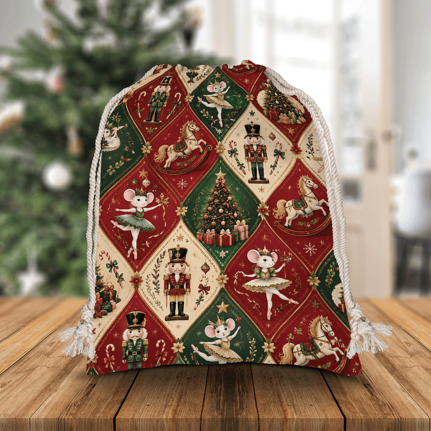 Vintage Christmas Nutcracker & Ballet Christmas Sack