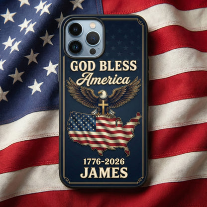 Personalized Patriotic Eagle Phone Case - God Bless America USA 250 Years