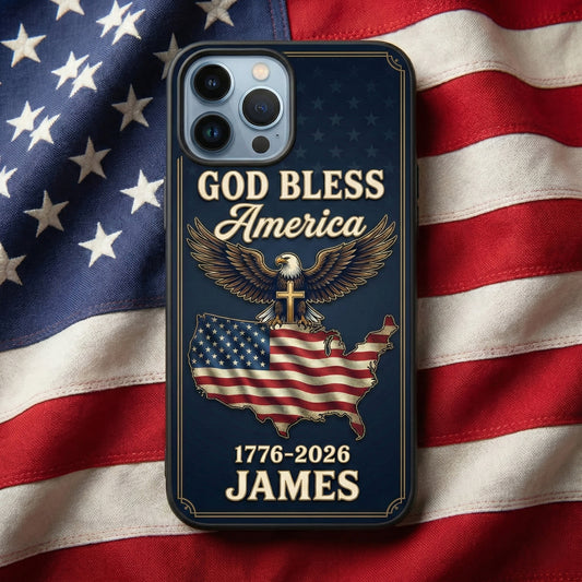 Personalized Patriotic Eagle Phone Case - God Bless America USA 250 Years