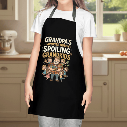 Grandpa's Favorite Hobby Spoiling Grandkids Apron – Funny Grandpa BBQ & Cooking Apron Gift