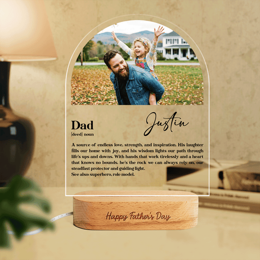 Personalized Dad Photo Night Light – Custom Name LED Acrylic Lamp Gift for Dad