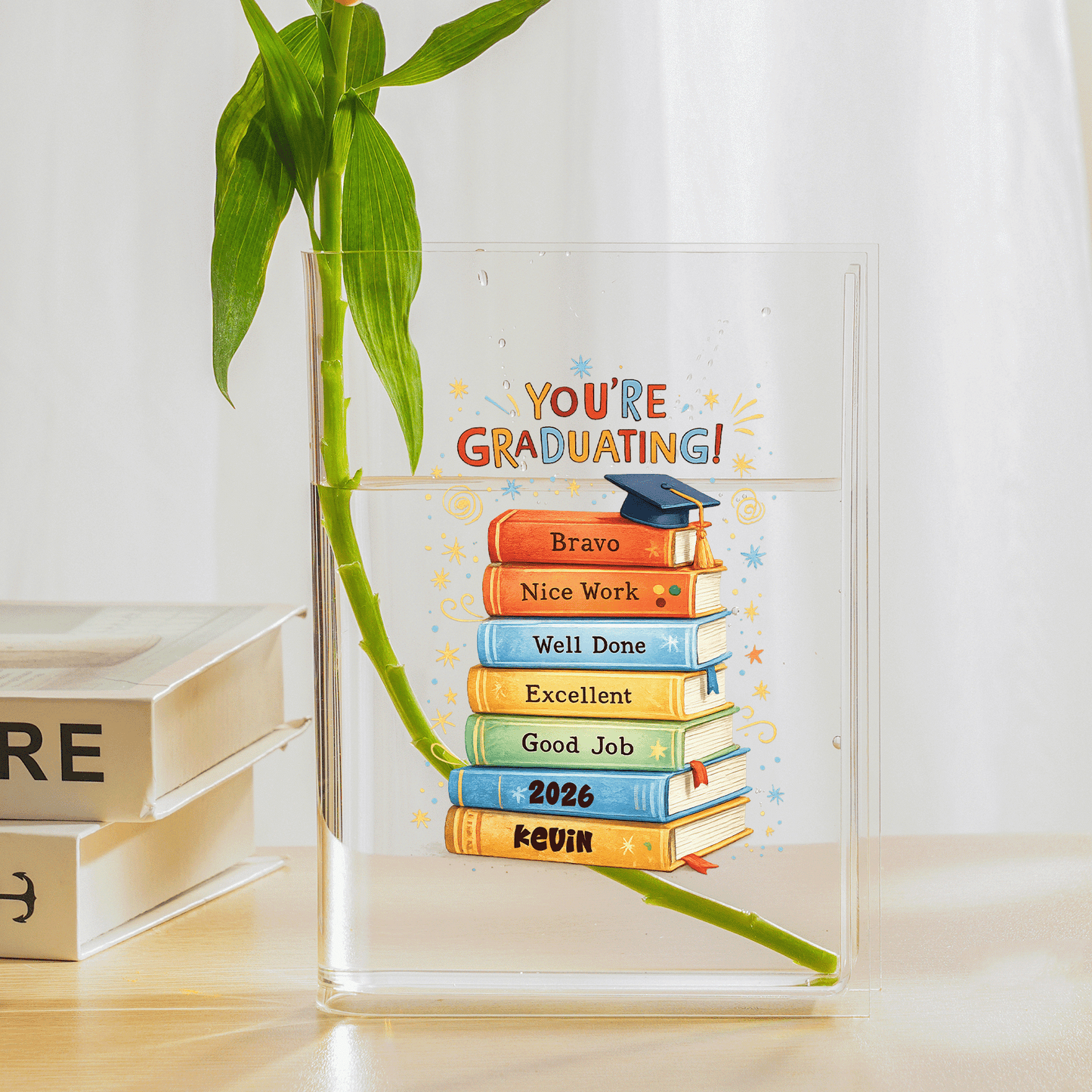 Personalized You're Graduating Acrylic Book Vase with Custom Name