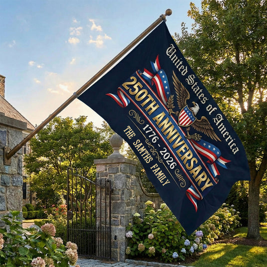 Personalized Family Name USA 250th Anniversary Banner House Flag