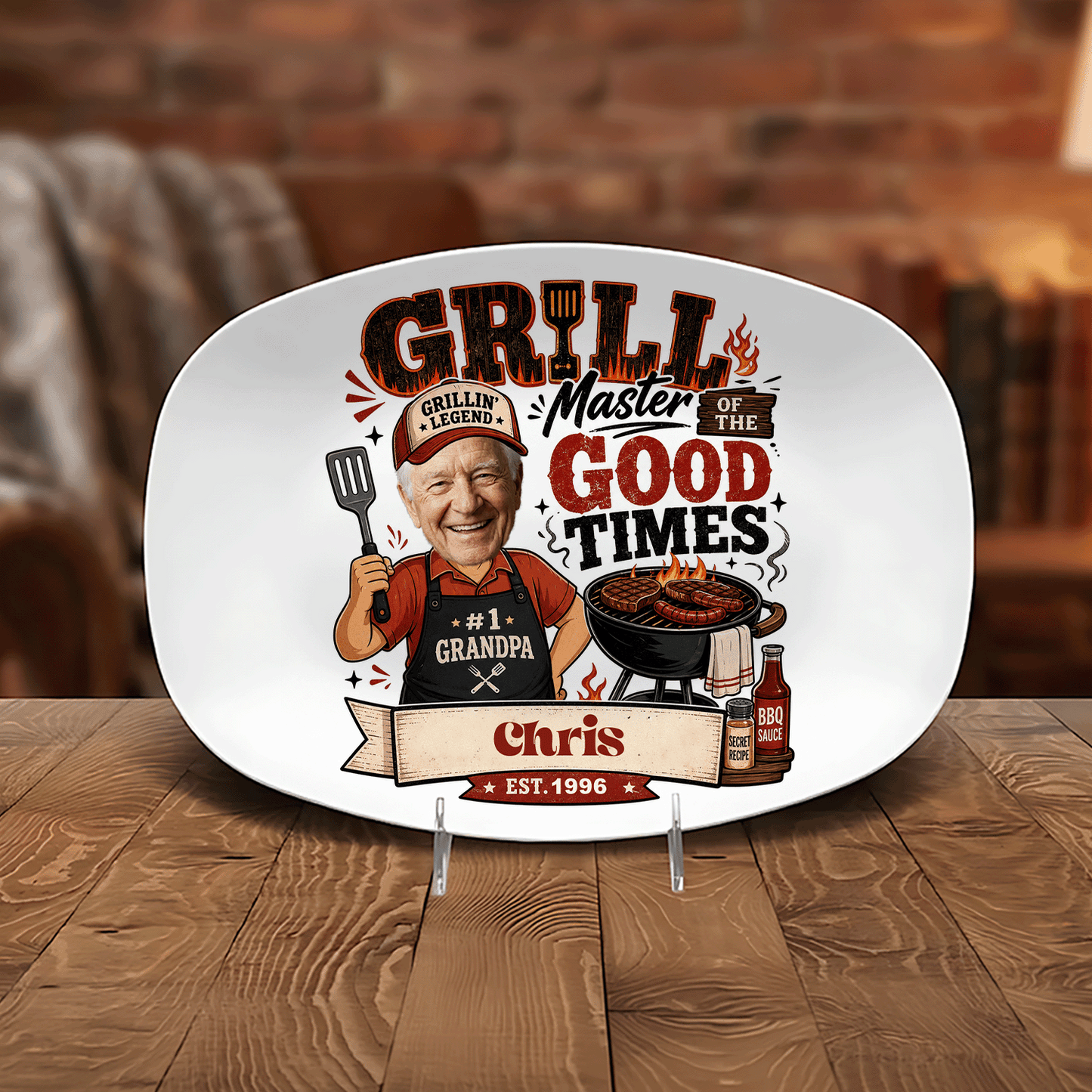 Personalized Grill Master of the Good Times Decorative Plate – Custom Name BBQ Keepsake