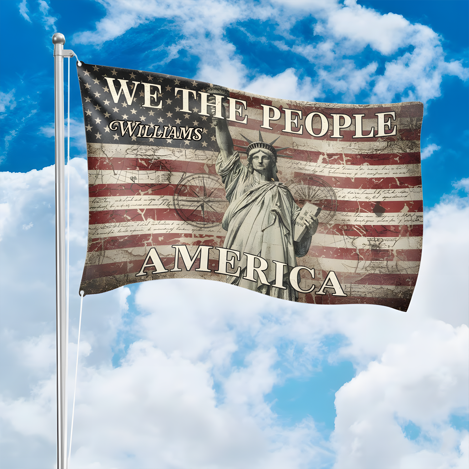 We the People - 250 Years America Anniversary Custom Family Name House Flag