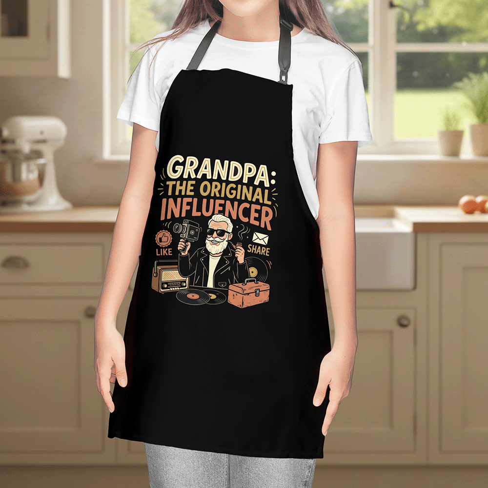 Grandpa The Original Influencer Apron – Funny BBQ Grilling Apron Gift for Grandpa