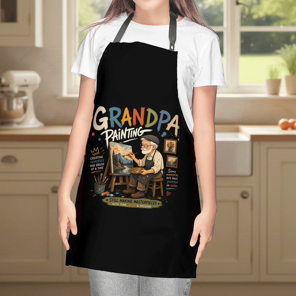 Grandpa Painting Apron – Artist Apron Gift for Grandpa Who Loves Painting