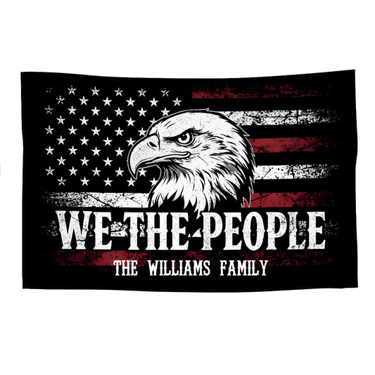 We The People Black And Red USA American Double-Sided Flag