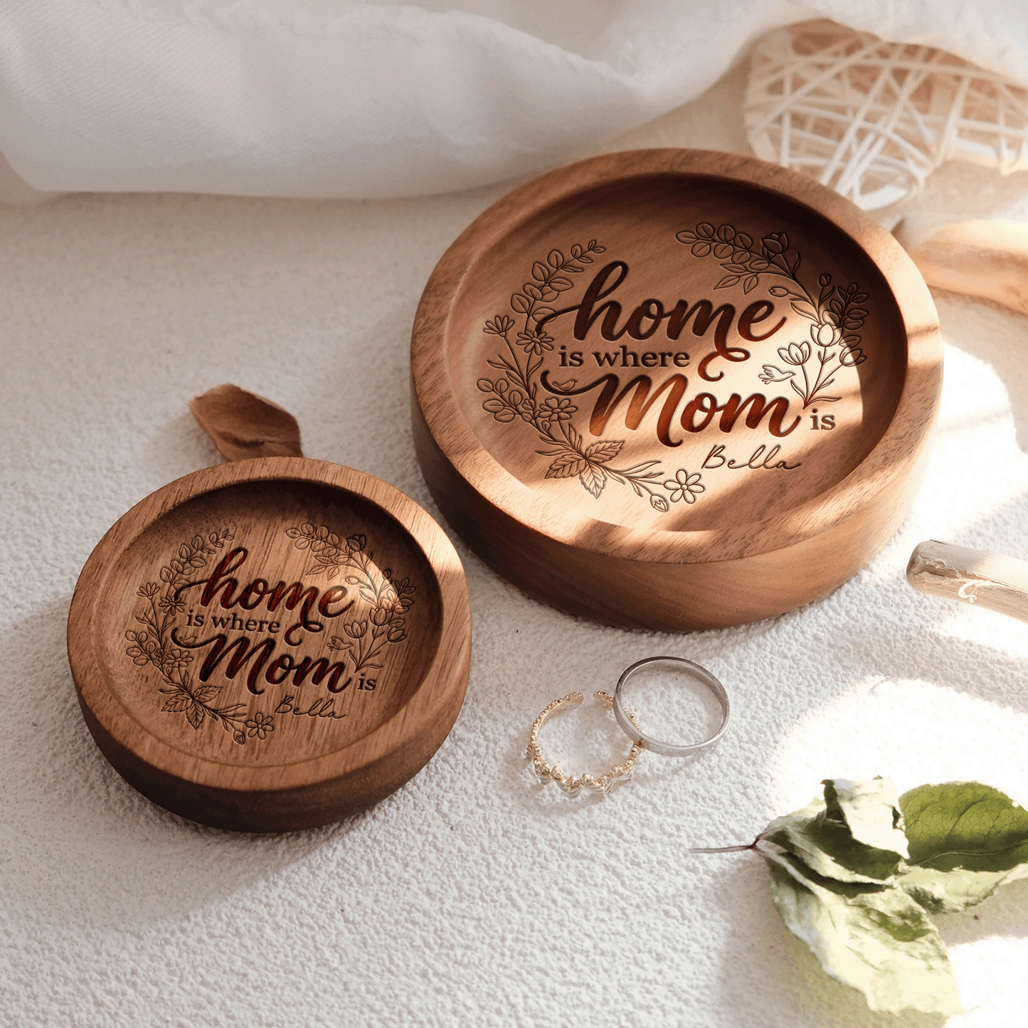 Home Is Where Mom Is – Personalized Wooden Ring Dish – Mother’s Day Gift for Mom