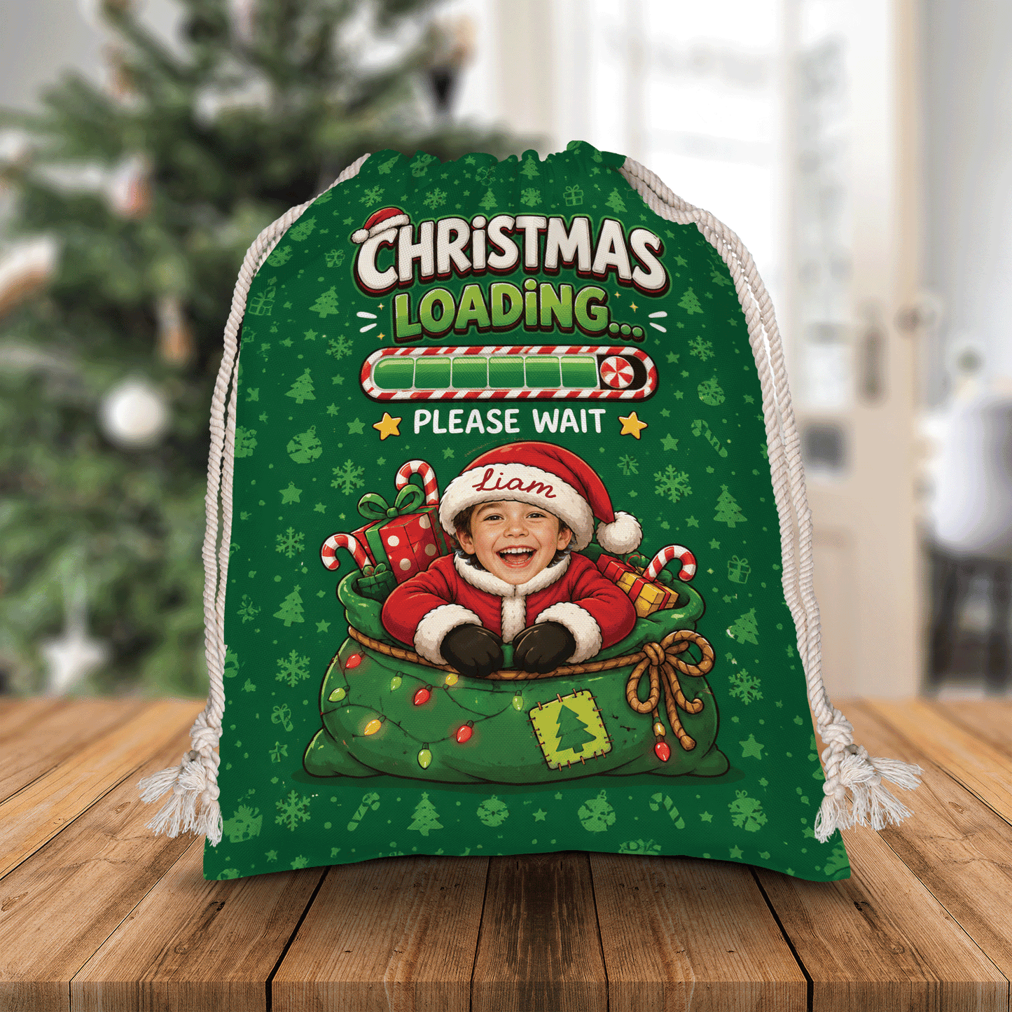 Personalized Christmas Loading... Christmas Sack with Custom Name