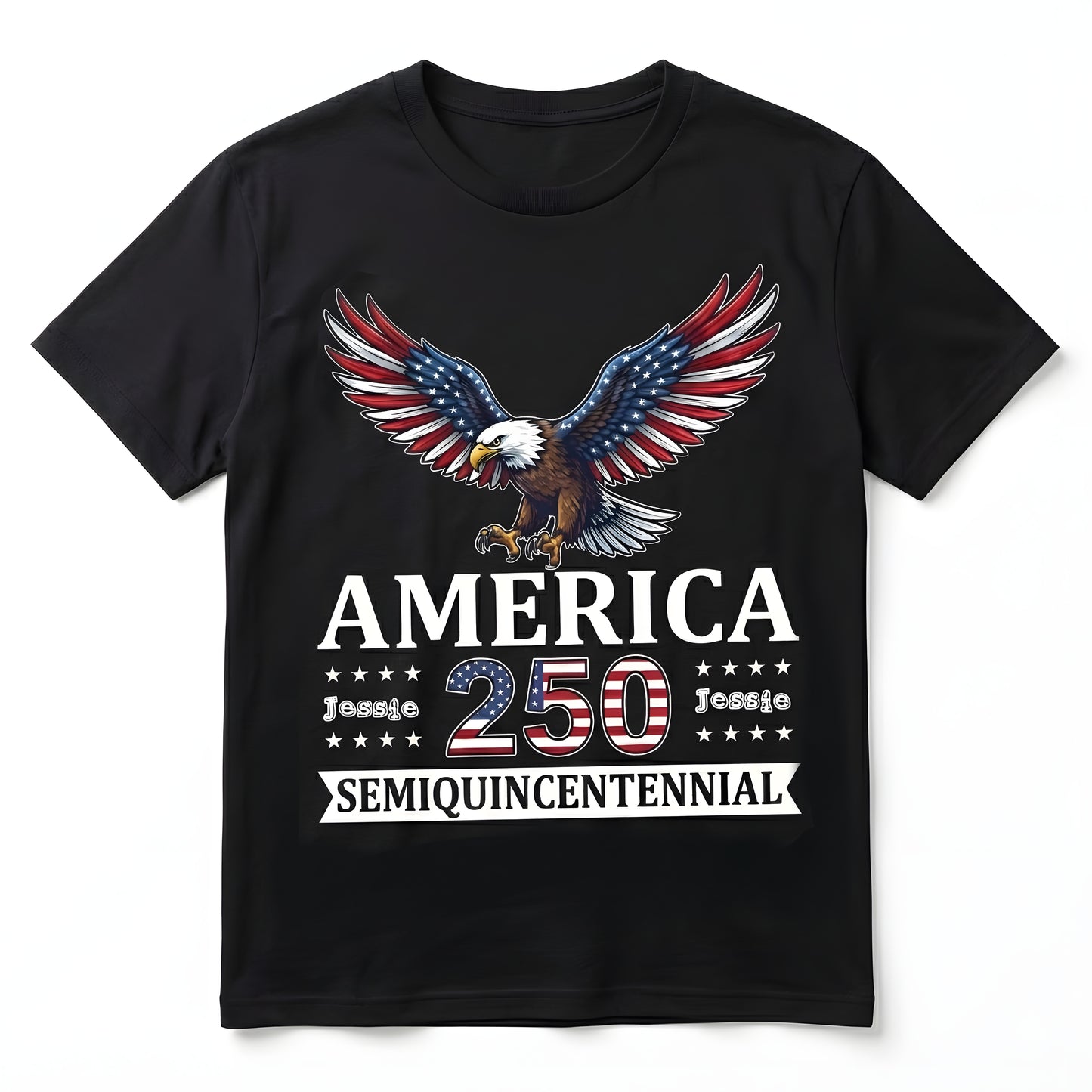 Personalized America 250 Semiquincentennial T-Shirt – Patriotic Eagle 1776–2026 USA Anniversary Shirt